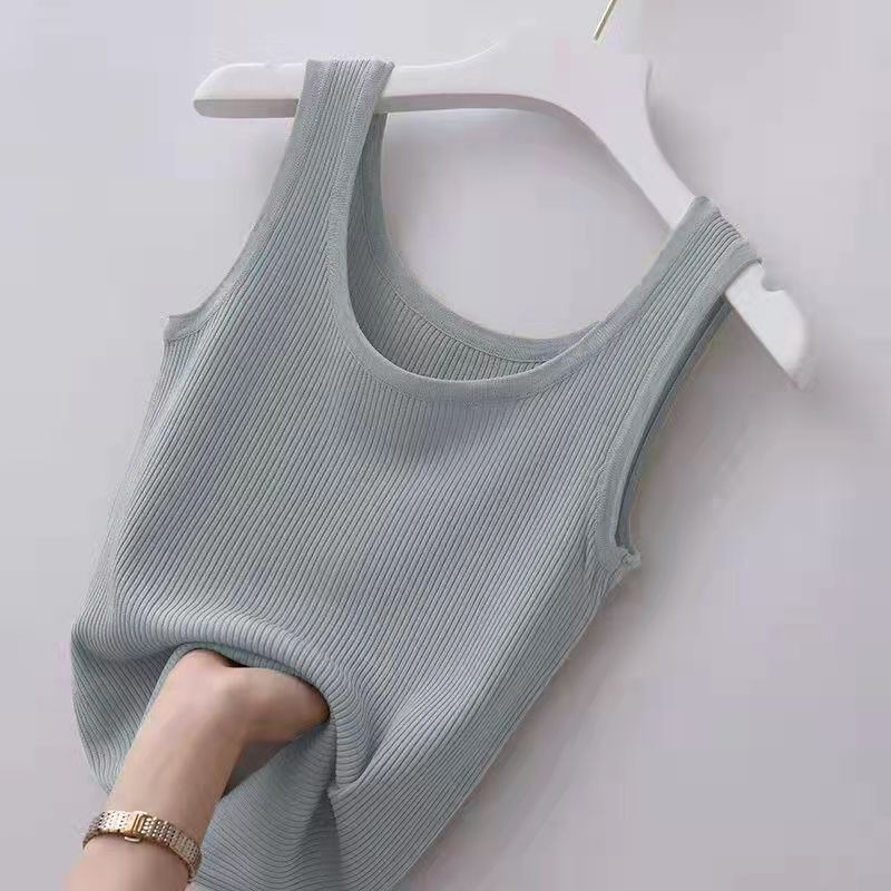 Women Fashion Casual Solid Color Stripe Sleeveless Tank Top