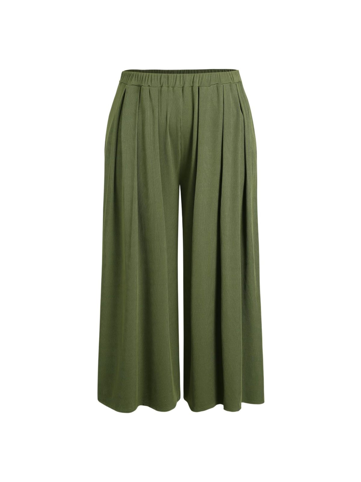 Pantalones casuales de talla grande para mujer, de color liso, holgados y con cintura elástica