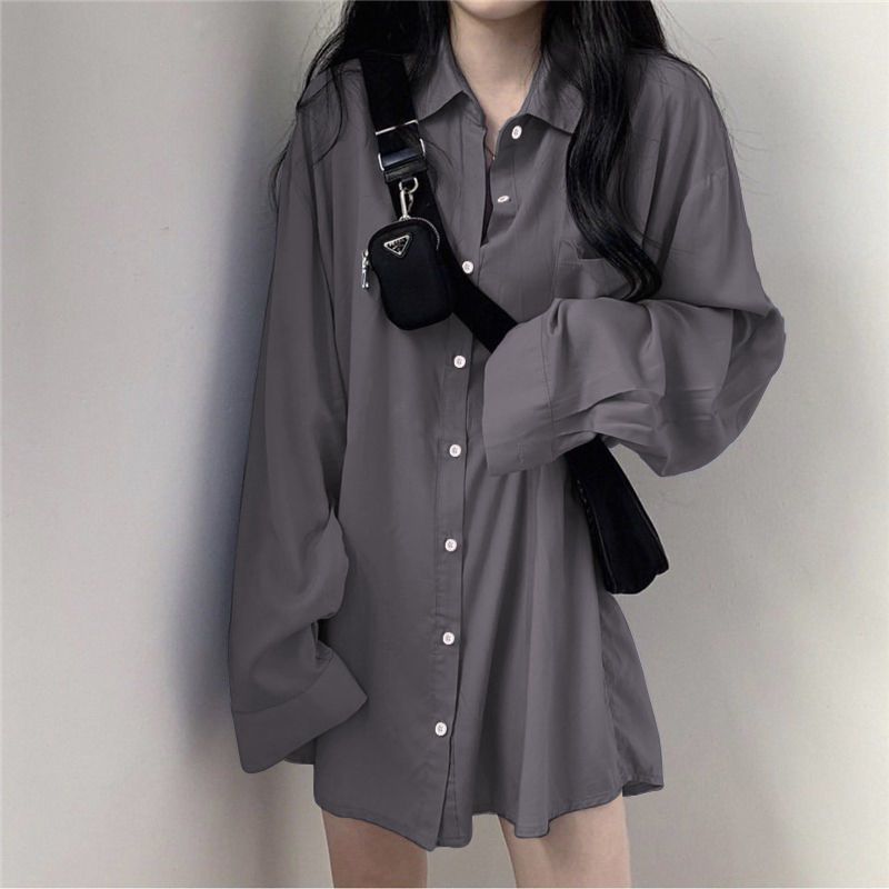 Fleece-Lined Thickened Plus Size Long Sleeve Shirt Women Casual Solid Color Loose Blouse