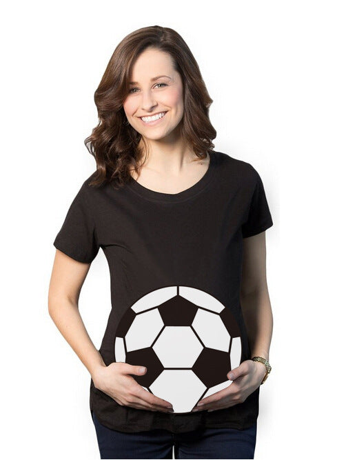 Camiseta de maternidad básica informal con estampado gráfico para mujer, de manga corta y cuello redondo