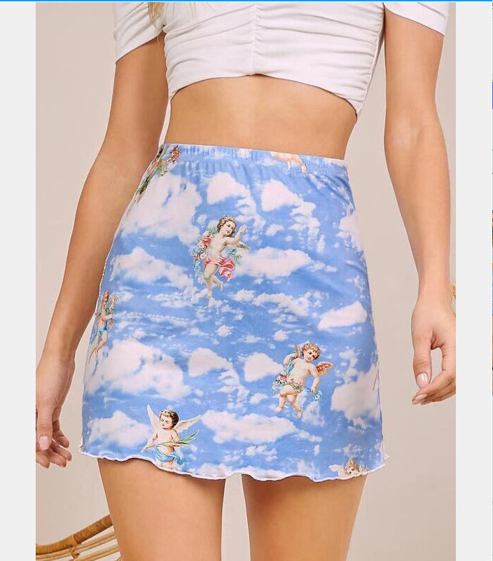 Women Fashion Casual Cartoon Printing Skirt