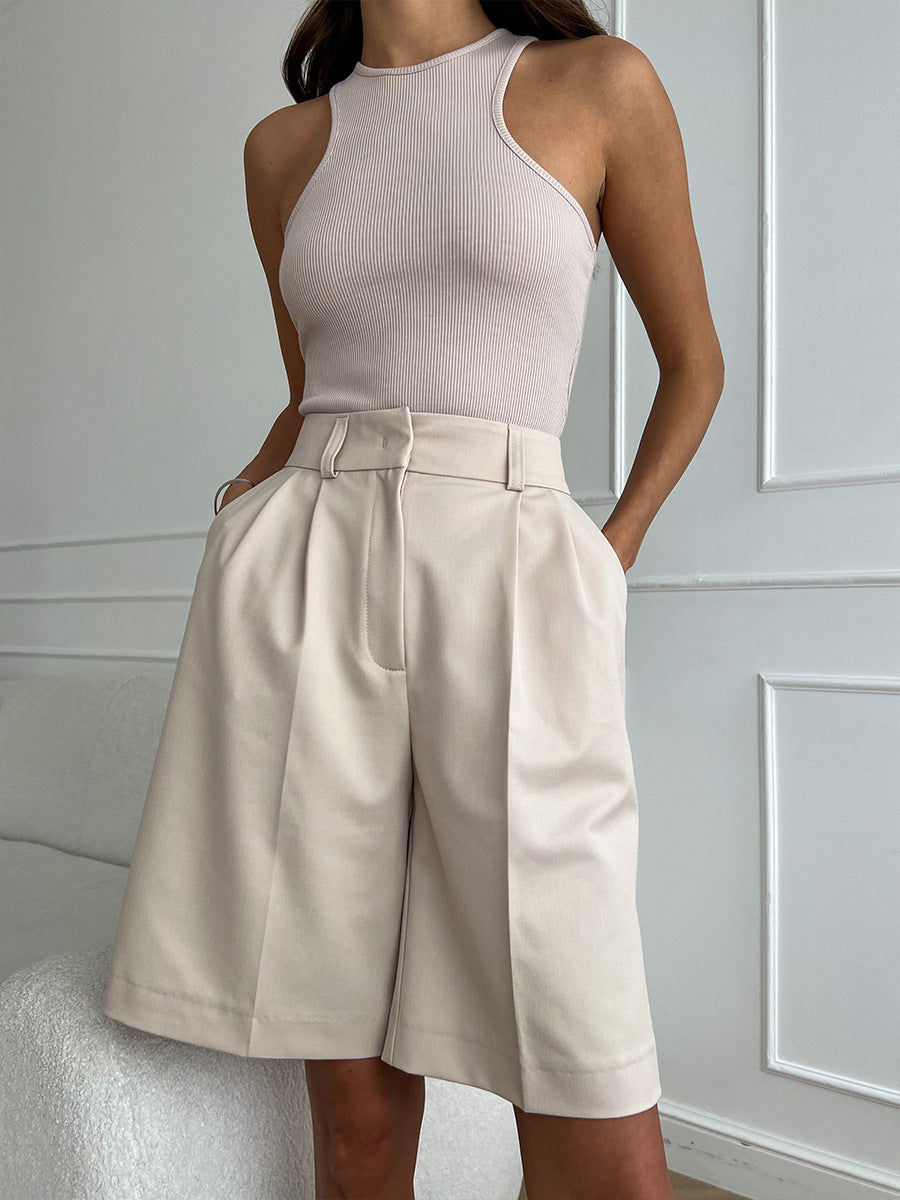 Women Fashion Casual Loose High-Waist Shorts