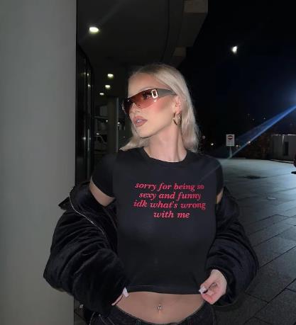 Women Fashion Casual Letter Printed Short-Sleeve T-Shirt