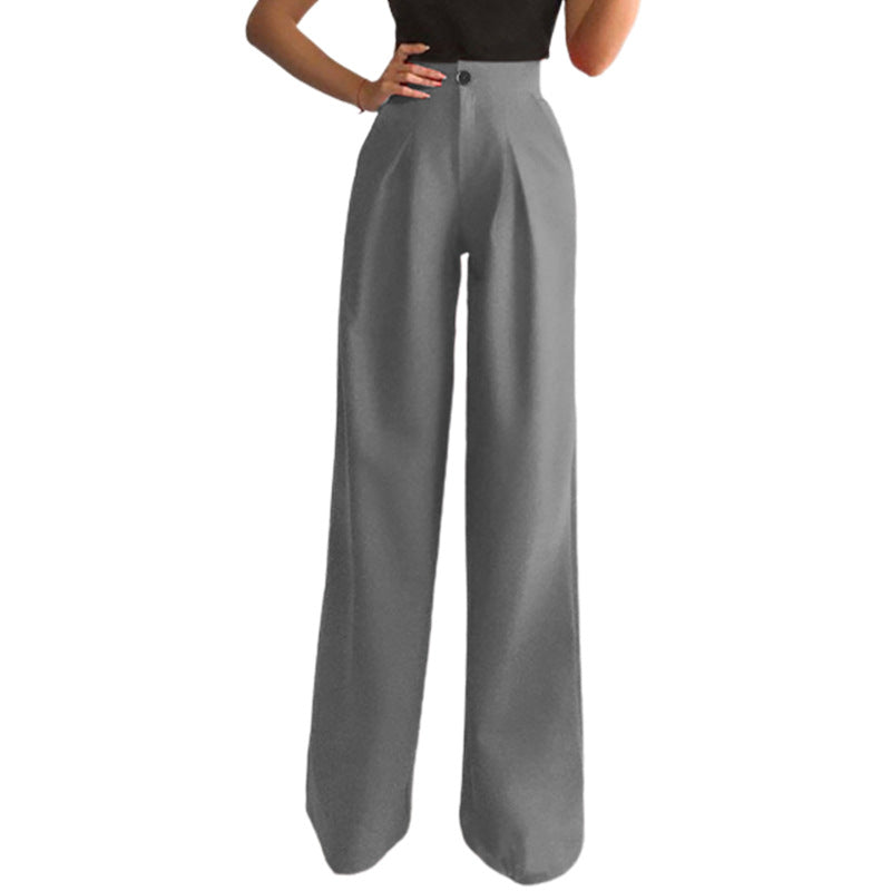 Pantalones anchos casuales de color liso a la moda para mujer