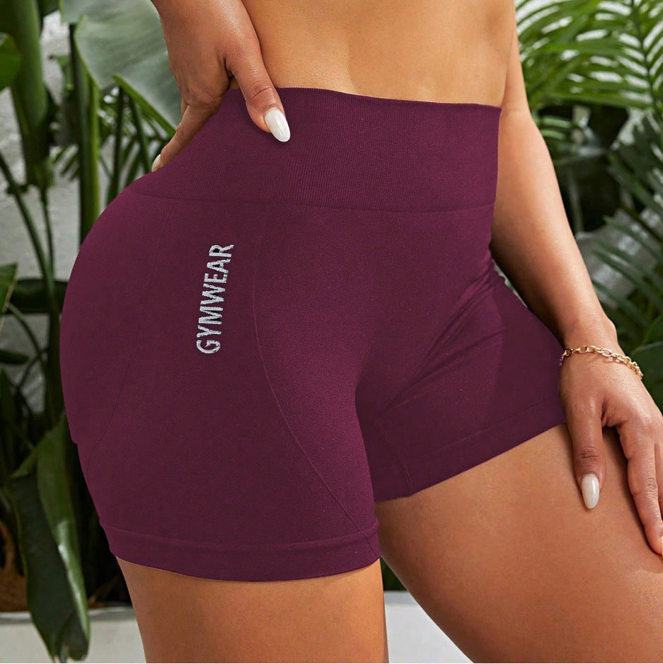 Women Casual High Waist Hip Tight Sweat-Absorbing Yoga Shorts