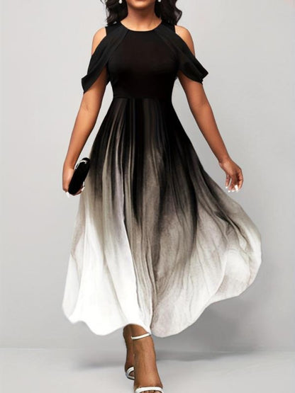 Women Fashion Casual Gradient Print Maxi Dress