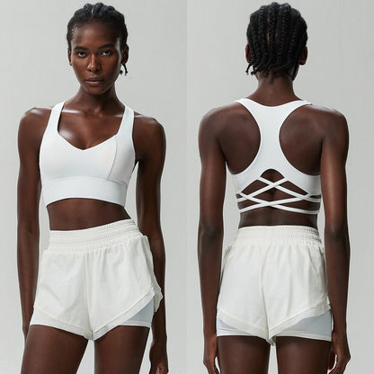 Women Casual Solid Color Sports Fitness Quick-Drying Top Tennis Yoga Pants Two-Piece Set