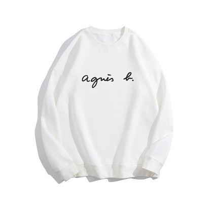 Women Fashion Basic Casual Loose Solid Color Round Neck Long Sleeve Sweatshirt