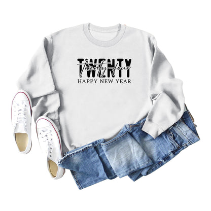 Women Simple Casual Letter Print Round Neck Long Sleeve Sweatshirt