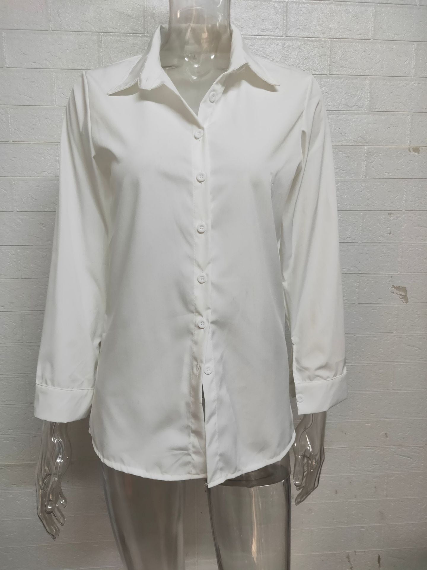 Camisa informal de manga larga con solapa y estampado de rayas de leopardo para mujer