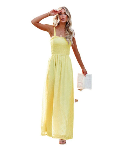 Summer Women Casual Fashion Sling Chiffon Maxi Dress