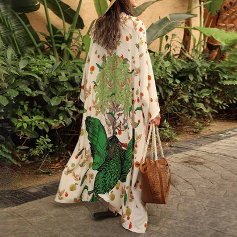Traje de baño largo con estampado de protección solar para mujer, a la moda, informal, para vacaciones