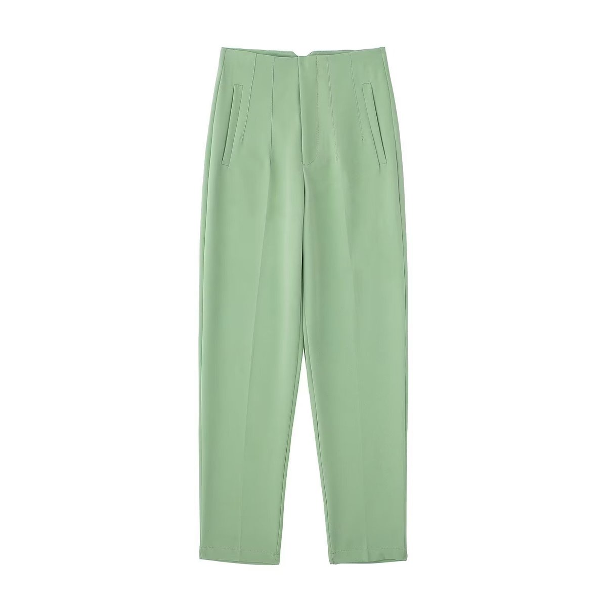 Women Fashion Casual Solid Color High Waist Pants
