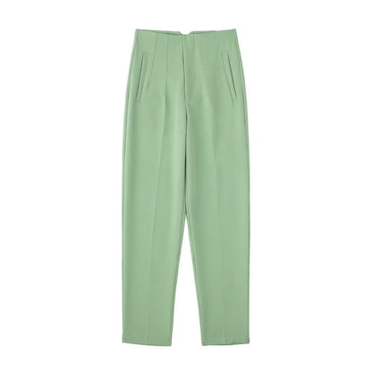 Women Fashion Casual Solid Color High Waist Pants