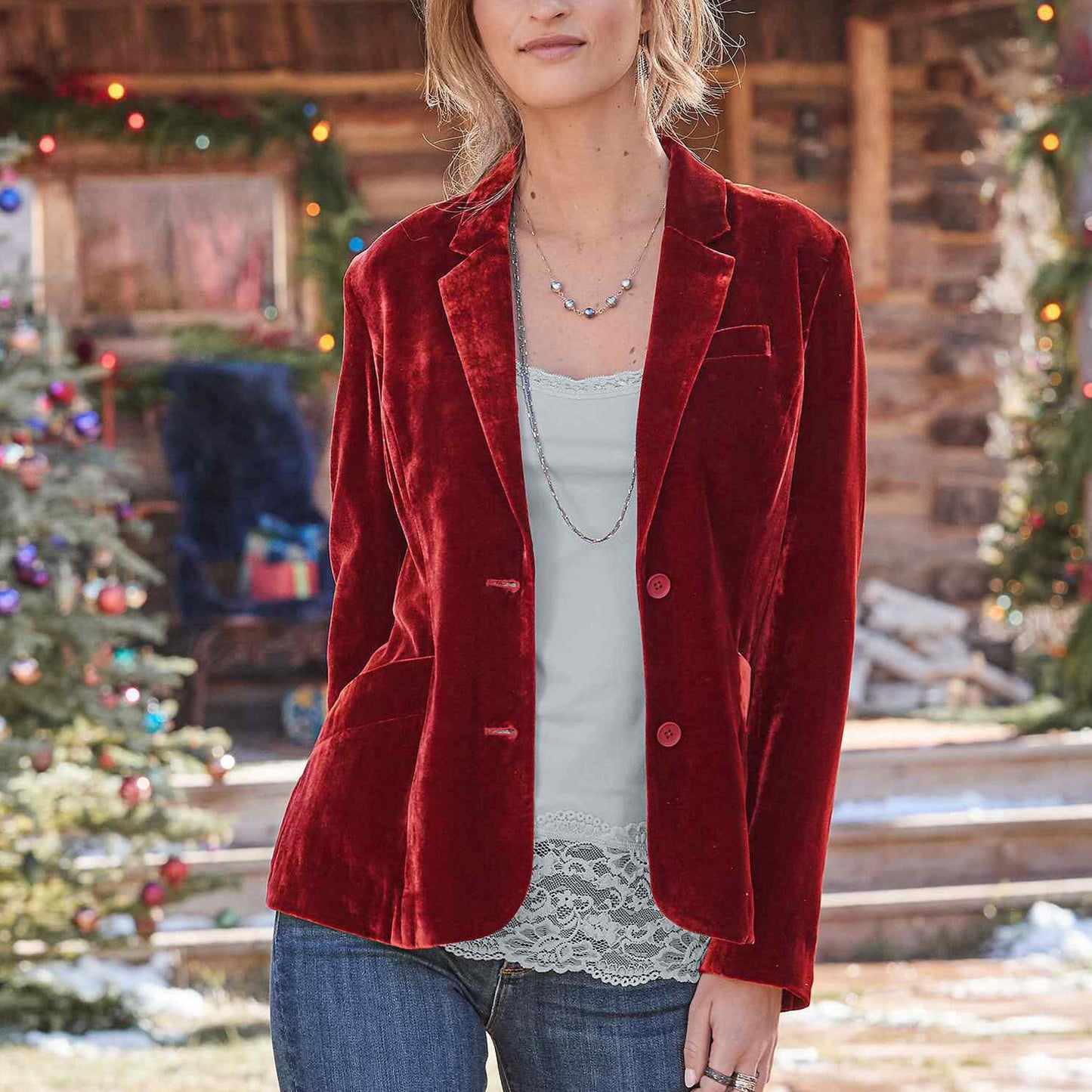 Chaqueta de traje de terciopelo dorado de color liso informal a la moda para mujer