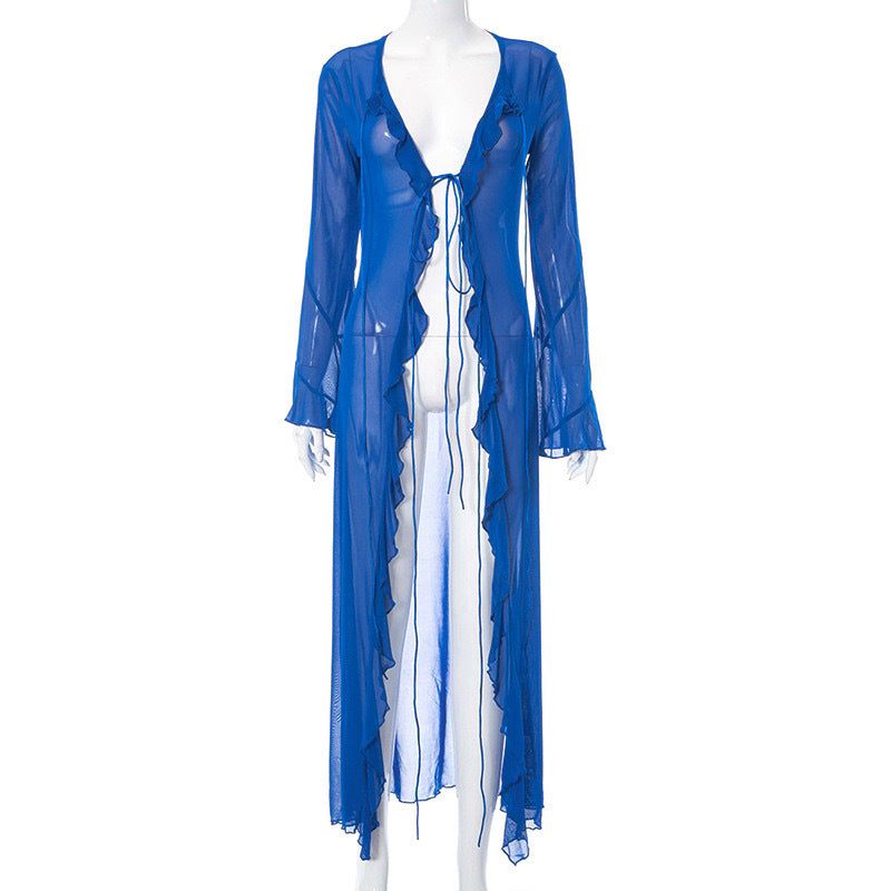 Women Fashion Casual Chiffon Cardigan Beach Long Blouse
