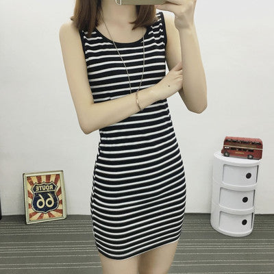 Vestido informal sin mangas con estampado de rayas para mujer