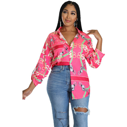 Blusa informal de verano para mujer, con solapa y manga larga, estampada a cuadros, para oficina