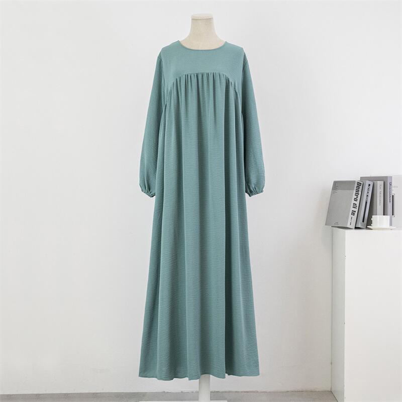 Vestido holgado informal de manga larga de color liso para mujer, talla grande