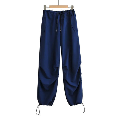 Women Fashion Drawstring Leg Casual Pants Thin Crowd Pants