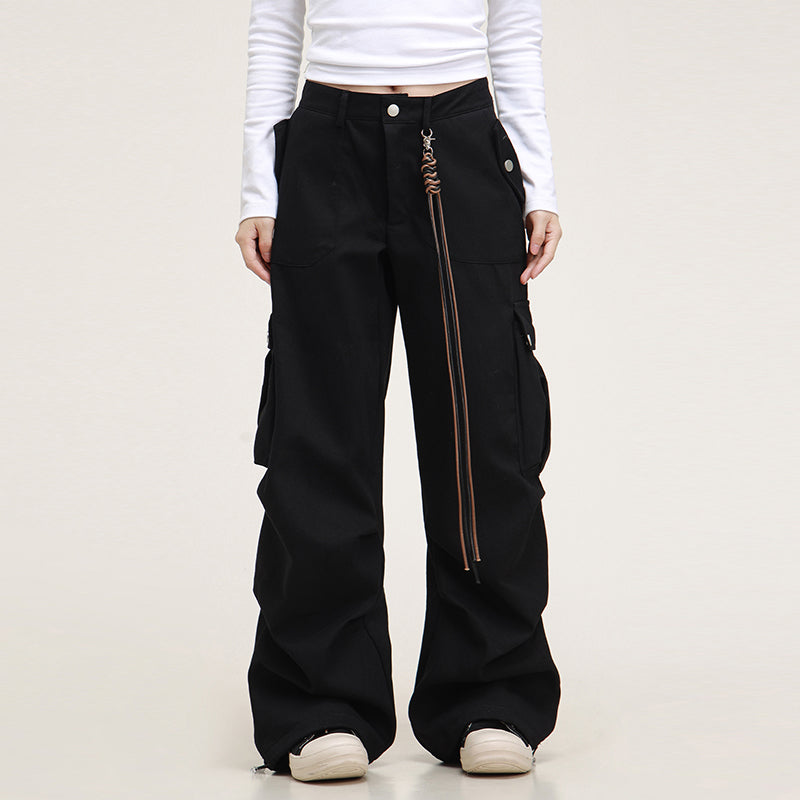 Pantalones cargo casuales de Maillard, holgados y rectos con bolsillos vintage para mujer