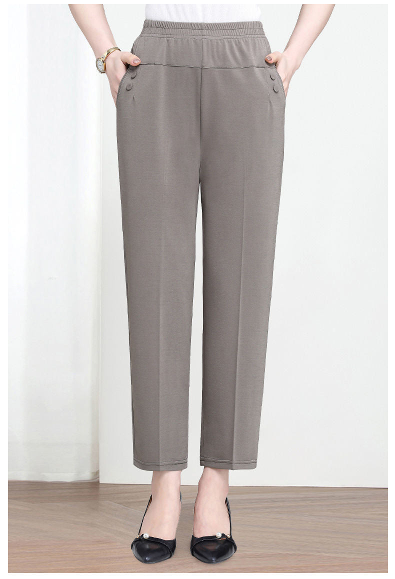 Women'S Casual High Waist Loose Cropped Pants