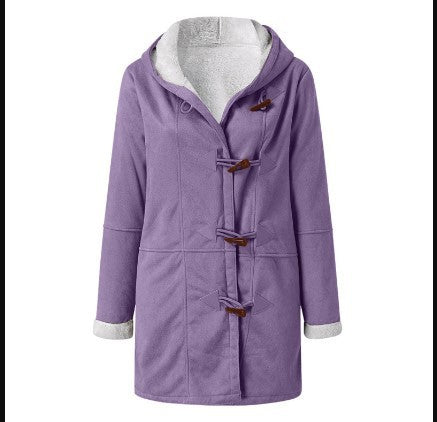 Abrigo de felpa cálido con capucha y forro polar de manga larga informal de invierno para mujer de talla grande