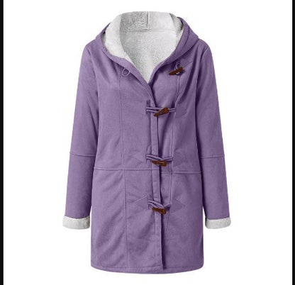 Abrigo de felpa cálido con capucha y forro polar de manga larga informal de invierno para mujer de talla grande