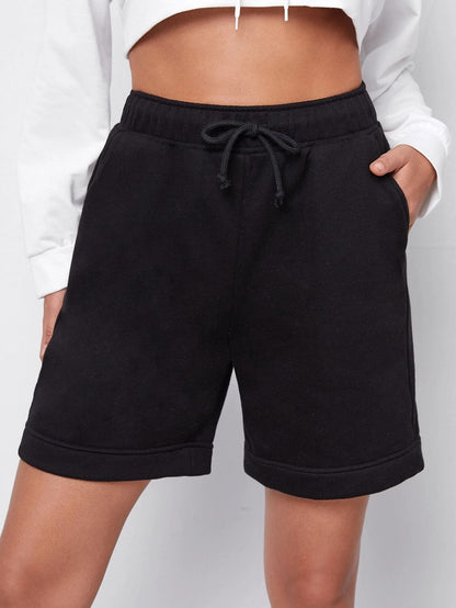 Pantalones rectos cortos de color liso informales a la moda para mujer