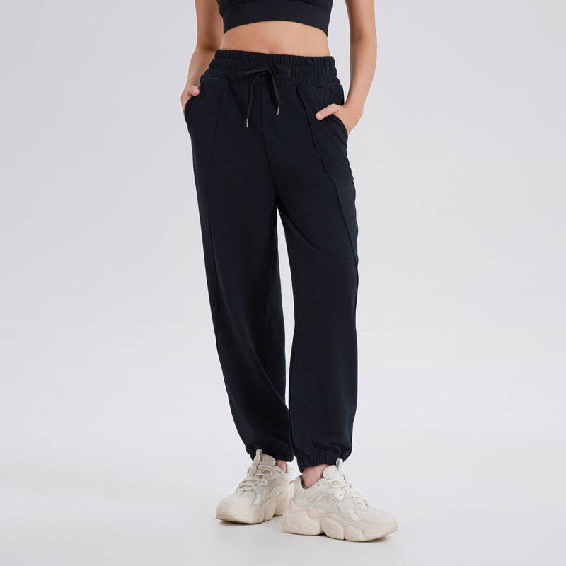 Women Fashion Casual Solid Color Drawstring Jogger Pants
