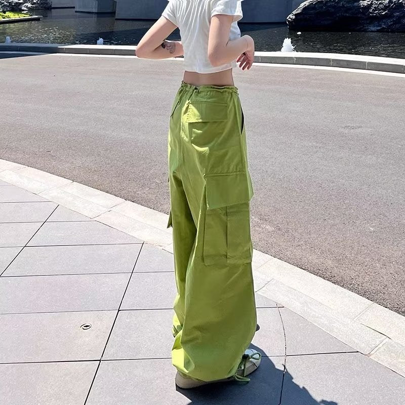Fashion Women Casual Solid Color High Waist Wide-Leg Pants