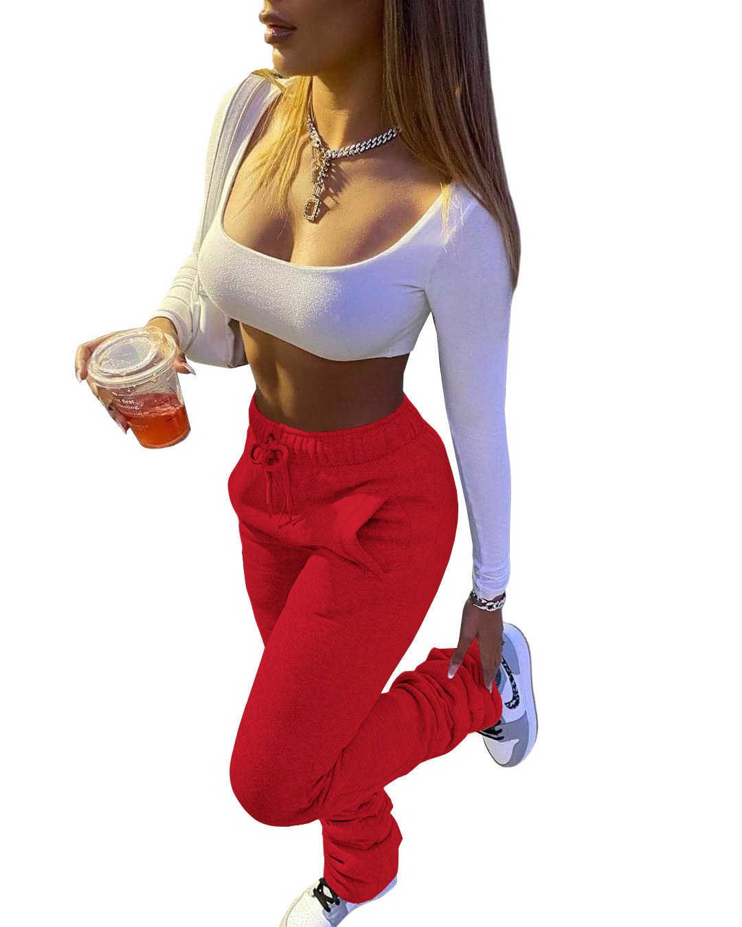 Women Casual Thickened Drawstring Sweat Pants