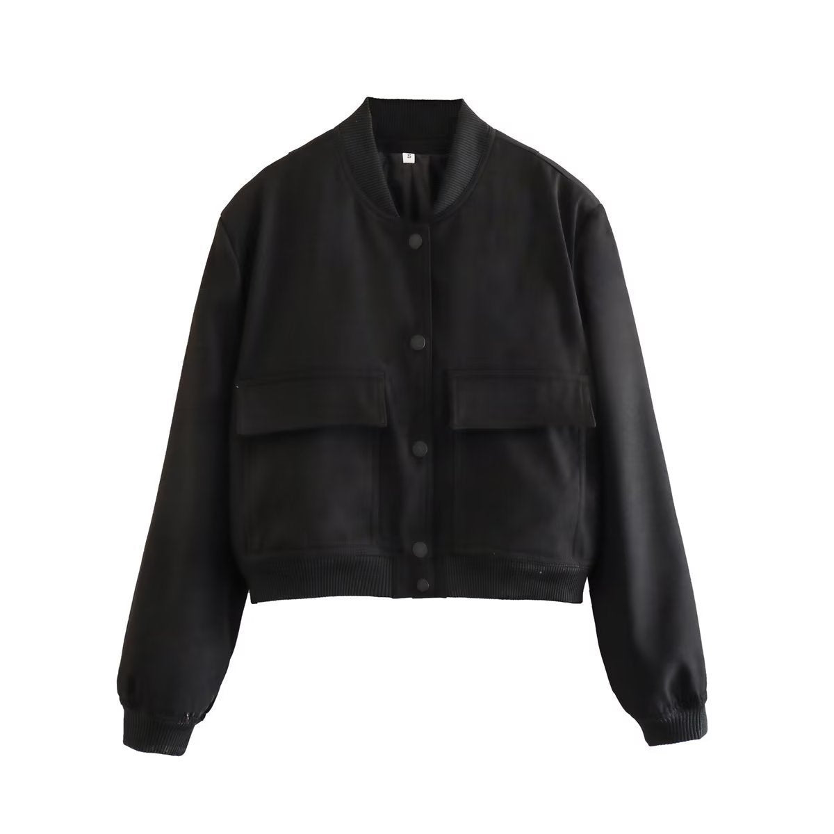Chaqueta informal de manga larga con bolsillos de color liso a la moda para mujer