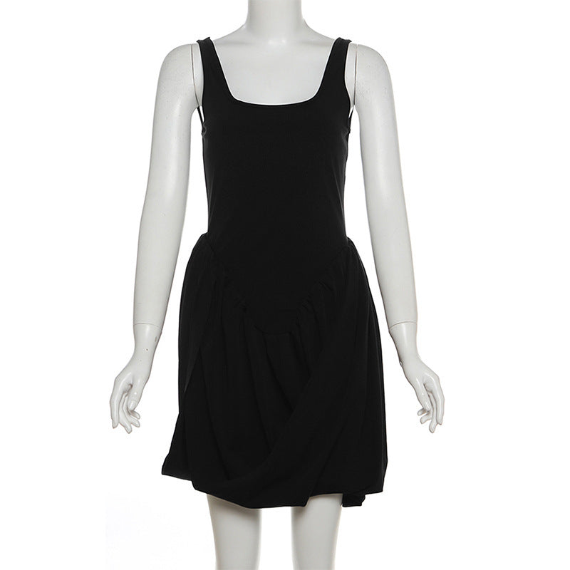 Vestido irregular sin mangas de color sólido casual de moda para mujer