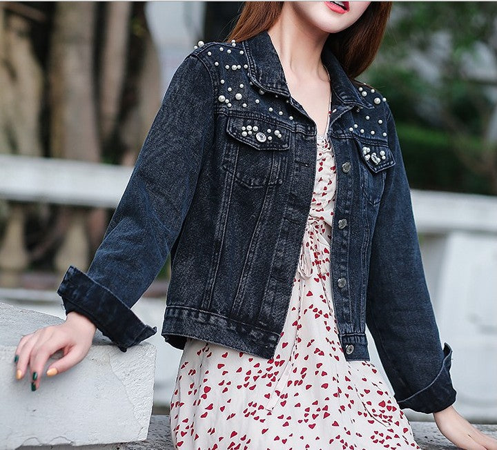 Chaqueta vaquera holgada de manga larga con botones y corte atrevido para mujer, talla grande