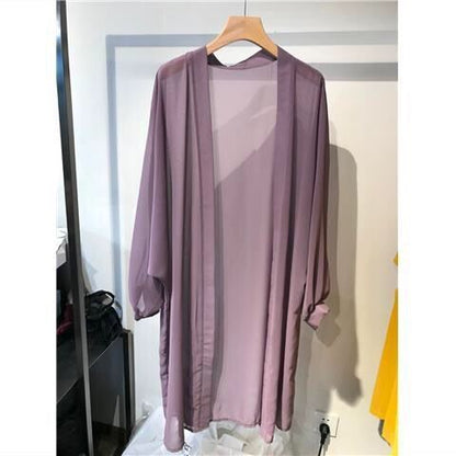 Women Casual Beach Vacation Sunscreen Chiffon Cardigan Jacket