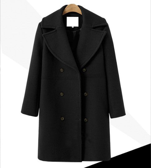 Abrigo cruzado básico de color liso elegante e informal para mujer