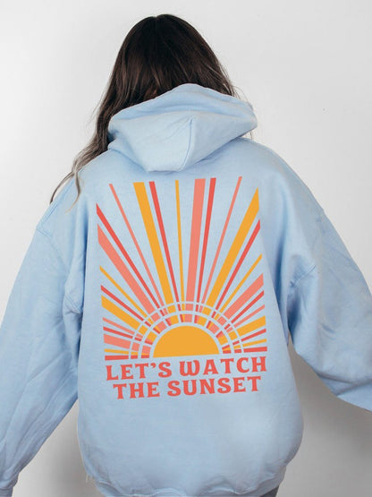 Sudadera con capucha de manga larga con estampado gráfico en la espalda, holgada e informal para mujer