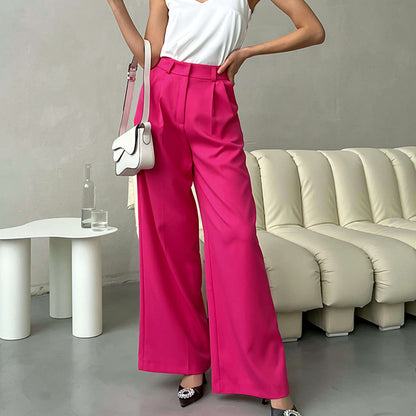 Summer Women Casual High-Waist Wide-Leg Basic Pants