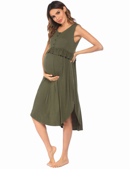 Vestido de lactancia sin mangas informal de moda de verano para mujeres embarazadas