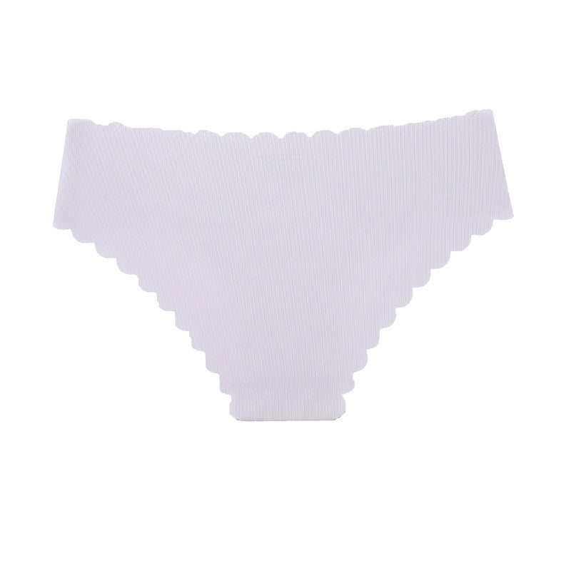 Women Casual Basic Mid-waist Breathable Ruffled Irregular Hem Panty