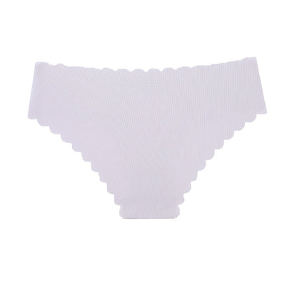 Women Casual Basic Mid-waist Breathable Ruffled Irregular Hem Panty