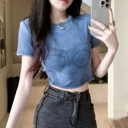 Camiseta de manga corta con estampado casual de moda para mujer