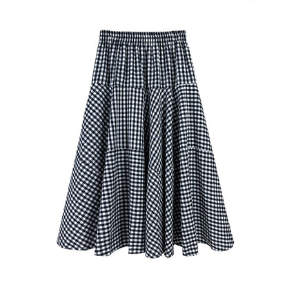 Falda paraguas a cuadros informal de moda para mujer
