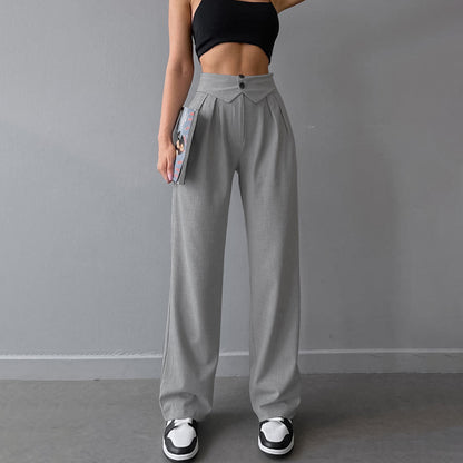 Women Fashion High Waist Straight Casual Pants