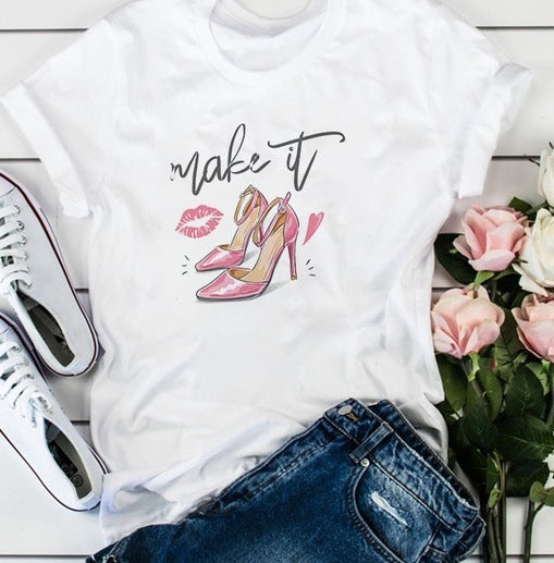Camiseta holgada informal de manga corta con estampado floral para mujer