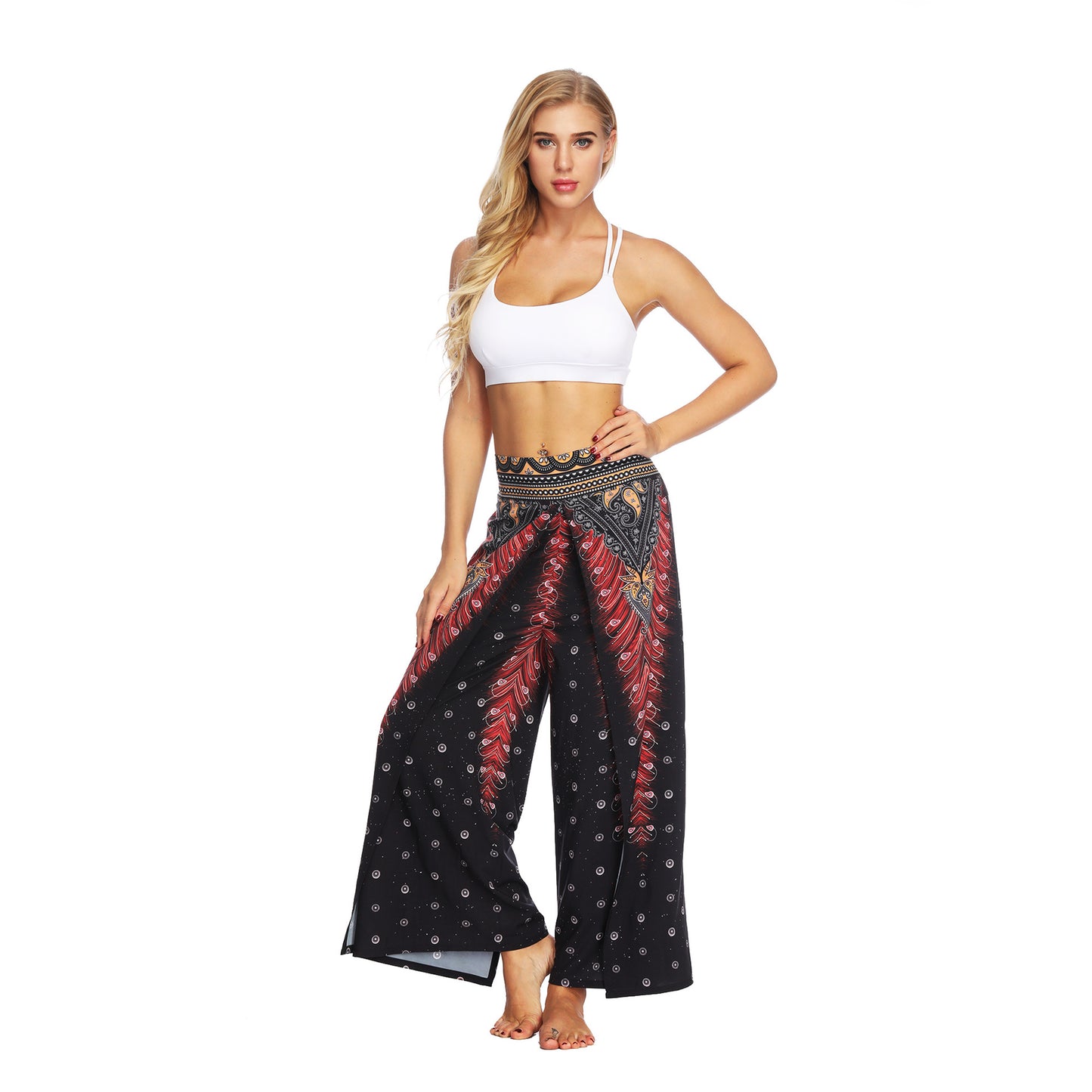 Women Fashion Casual Print Wide-Leg Pants