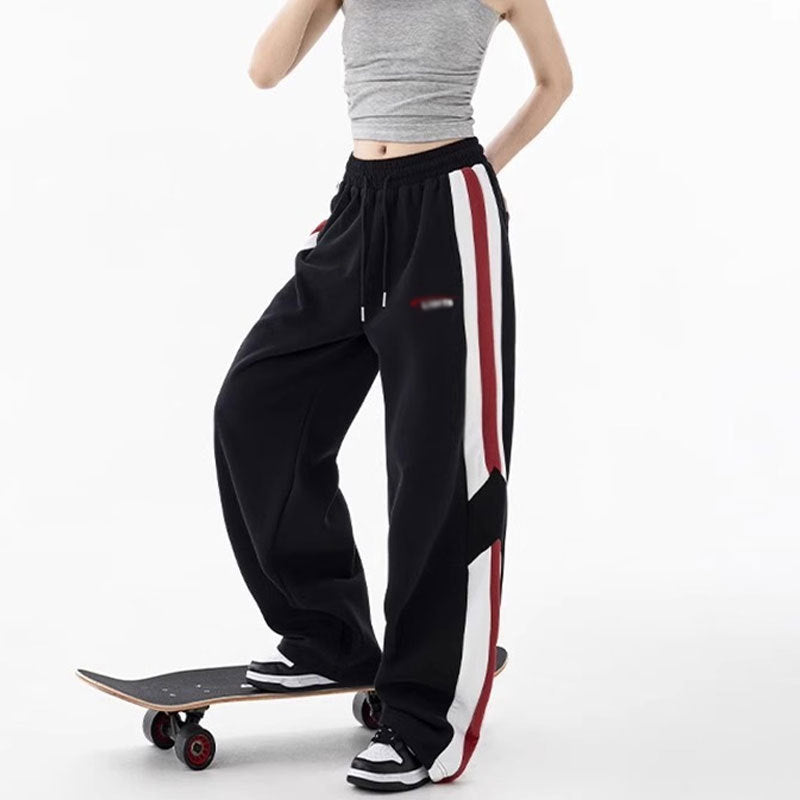 Sports Women Stripe Spring Loose Casual Straight Leg Cargo Pants