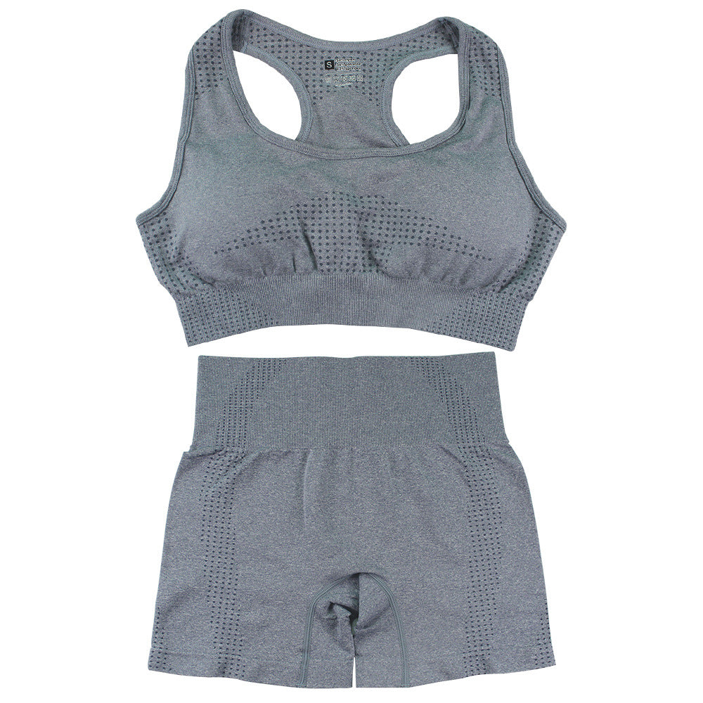 Conjunto deportivo de 2 piezas para mujer, informal, ajustado, de color sólido, con cuello en U, sin mangas y pantalones cortos