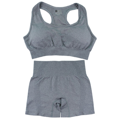 Conjunto deportivo de 2 piezas para mujer, informal, ajustado, de color sólido, con cuello en U, sin mangas y pantalones cortos